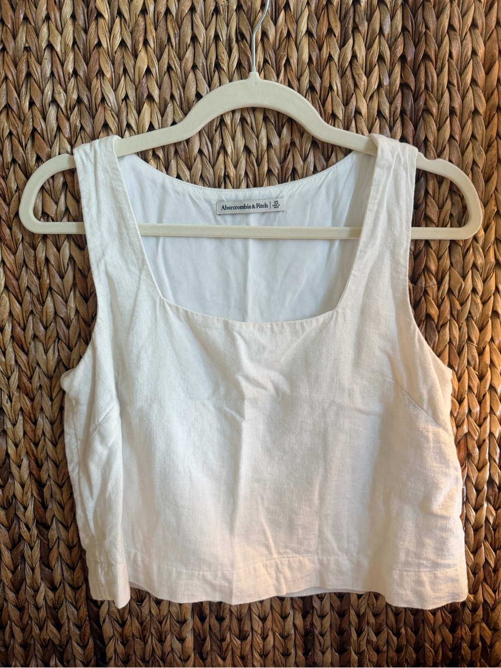 Abercrombie & Fitch Cream Square-Neck Crop Tank